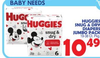 Bravo Supermarkets Huggies snug & dry diapers jumbo pack offer