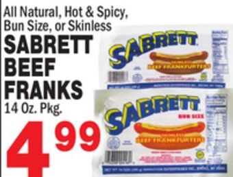 Bravo Supermarkets Sabrett beef franks offer