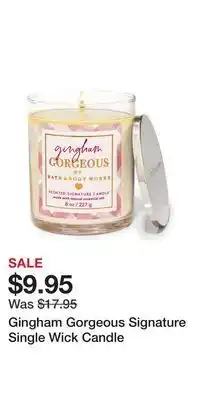 Bath & Body Works Gingham gorgeous signature single wick candle offer