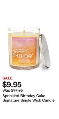 Bath & Body Works Sprinkled birthday cake signature single wick candle offer