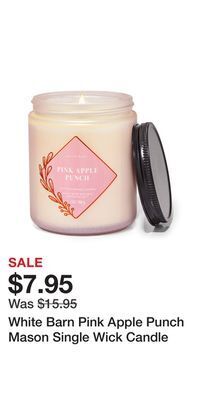 Bath & Body Works White barn pink apple punch mason single wick candle offer