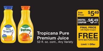 Fairway Store Market Tropicana pure premium juice offer