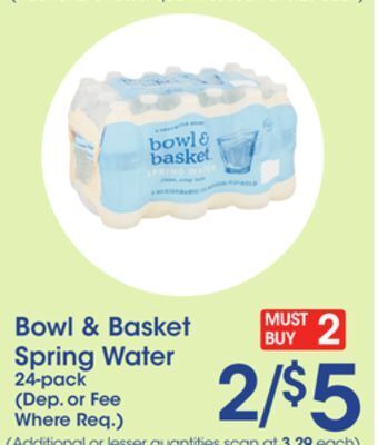 Price Rite Bowl & basket spring water offer