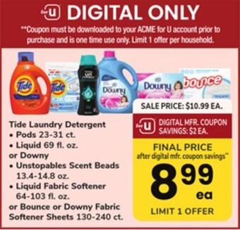 ACME Tide laundry detergent offer