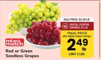 ACME Red or green seedless grapes offer