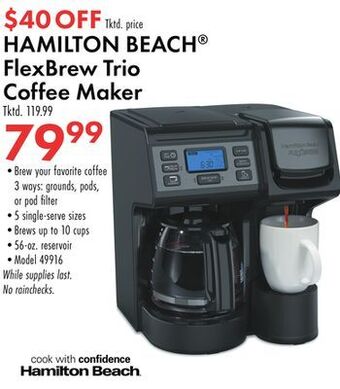 Boscov's Hamilton beach® flexbrew trio coffee maker offer