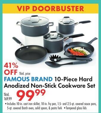 Boscov's Famous brand 10-piece hard anodized non-stick cookware set offer