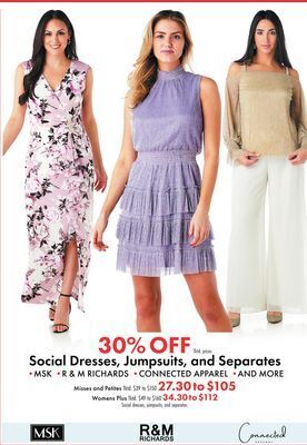 Boscov's Social dresses, jumpsuits, and separates offer