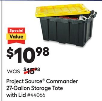 Lowe's Commander 27-gallon storage tote with lid offer