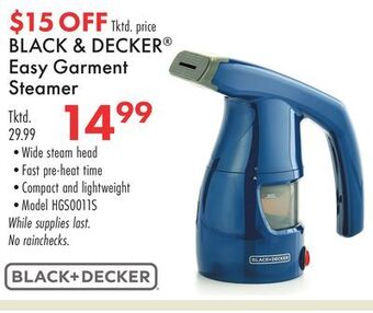 Boscov's Black & decker® easy garment steamer offer