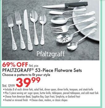 Boscov's Pfaltzgraff® 53-piece flatware sets offer