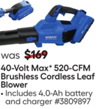 Lowe's 40-volt max v 520-cfm brushless cordless leaf blower offer