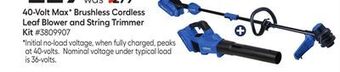 Lowe's 40-volt max v brushless cordless leaf blower and string trimmer kit offer