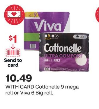 CVS Cottonelle 9 mega roll or viva 6 big roll offer