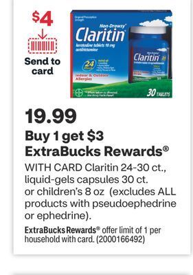 CVS Claritin 24-30 ct., liquid-gels capsules 30 ct. or children's 8 oz offer