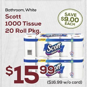 DeCicco & Sons Scott 1000 tissue 20 roll pkg offer