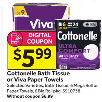 Stop&Shop Cottonelle bath tissue or viva paper towels offer