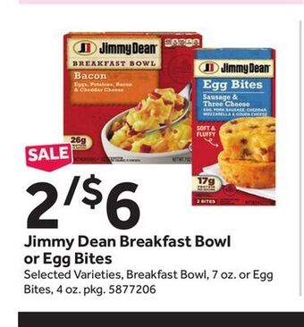 Stop&Shop Jimmy dean breakfast bowl or egg bites offer