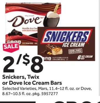 Stop&Shop Snickers, twix or dove ice cream bars offer