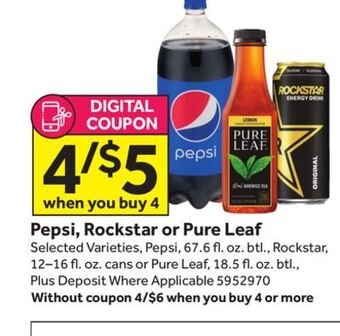 Stop&Shop Pepsi, rockstar or pure leaf offer