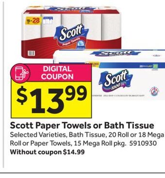 Stop&Shop Scott paper towels or bath tissue offer