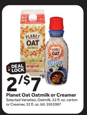 Stop&Shop Planet oat oatmilk or creamer offer