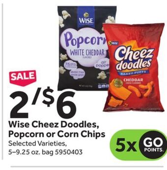 Stop&Shop Wise cheez doodles, popcorn or corn chips offer