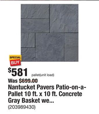 The Home Depot Nantucket pavers patio-on-a-pallet 10 ft. x 10 ft. concrete gray basket weave yorkstone paver (37 pieces/100 sq. ft) offer