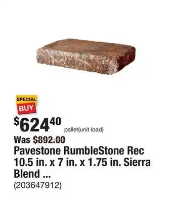 The Home Depot Pavestone rumblestone rec 10.5 in. x 7 in. x 1.75 in. sierra blend concrete paver (192 pcs. / 98 sq. ft. / pallet) offer