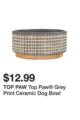 Petsmart Top paw® grey print ceramic dog bowl offer