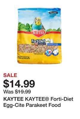 Petsmart Kaytee® forti-diet egg-cite parakeet food offer