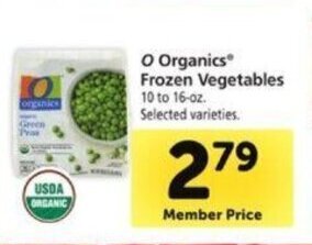 Safeway O Organics Frozen Vegetables offer