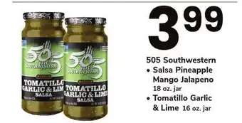 ACME 505 southwestern • salsa pineapple mango jalapeno 18 oz. jar, tomatillo garlic & lime 16 oz. jar offer