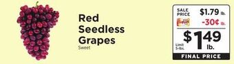 ShopRite Red seedless grapes offer