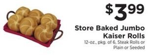 ShopRite Store baked jumbo kaiser rolls offer