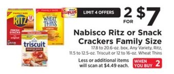 ShopRite Ritz or snack crackers family size offer