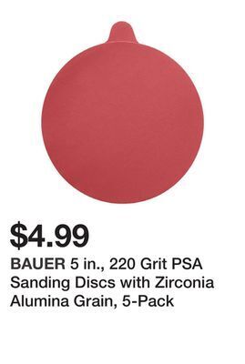 Harbor Freight Tools 5 in., 220 grit psa sanding discs with zirconia alumina grain, 5-pack offer