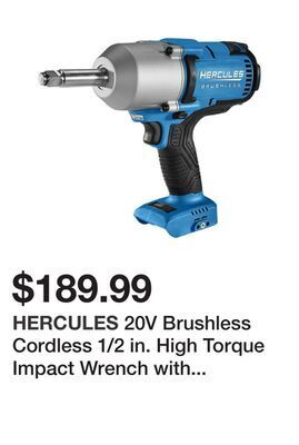Harbor Freight Tools 20v brushless cordless 1/2 in. high torque impact wrench with extended anvil - tool only offer