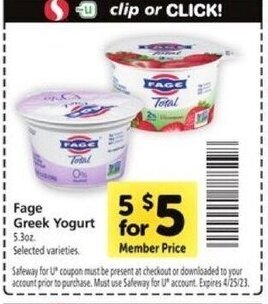 Safeway Fage Greek Yogurt offer