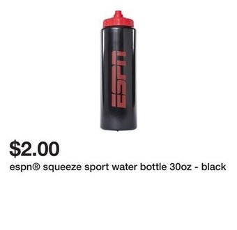 Five Below Espn® squeeze sport water bottle 30oz - black offer