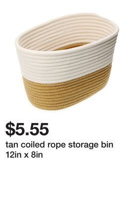 Five Below Tan coiled rope storage bin 12in x 8in offer