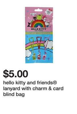 Five Below Hello kitty and friends® lanyard with charm & card blind bag offer