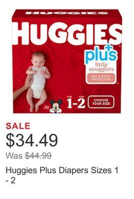 Costco Huggies plus diapers sizes 1 - 2 offer