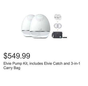 Costco Elvie pump kit, includes elvie catch and 3-in-1 carry bag offer