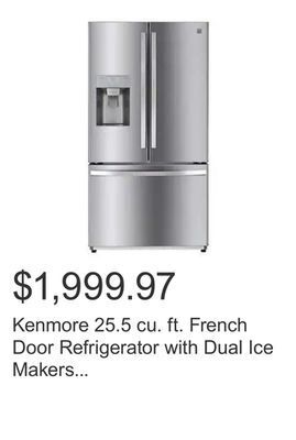 Costco Kenmore 25.5 cu. ft. french door refrigerator with dual ice makers and dual evaporator offer