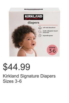 Costco Kirkland signature diapers sizes 3-6 offer