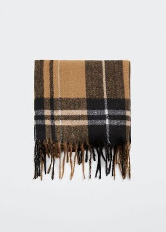 Mango Fringed check scarf offer