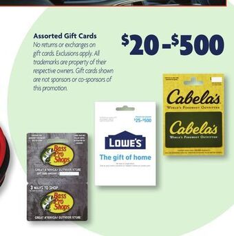 Family Dollar Assorted gift cards offer