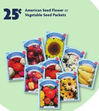 Family Dollar American seed flower or vegetable seed packets offer