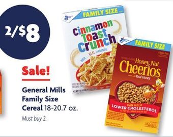 Family Dollar General mills family size cereal offer